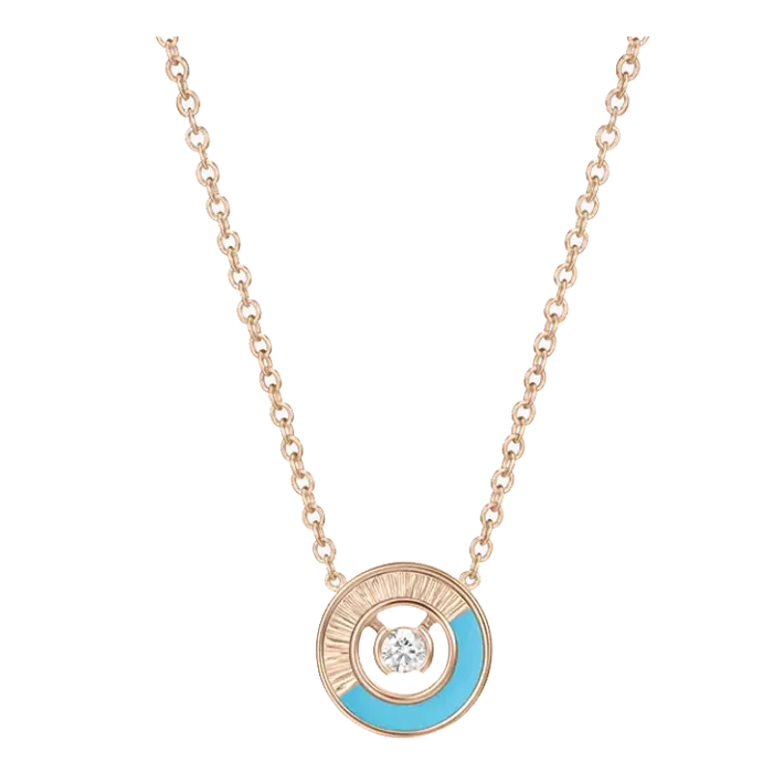Colar Possession Ouro Rosa, Turquesa E Diamante