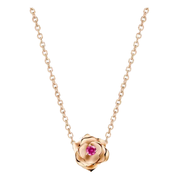 Colar Rose Ouro Rosa E Safira Rosa