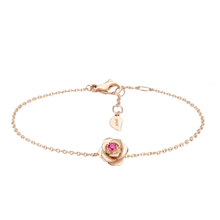Pulseira Rose Ouro Rosa E Safira Rosa