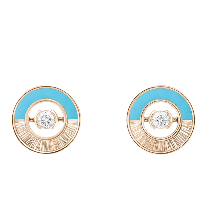 Brincos Possession Ouro Rosa, Turquesa E Diamantes