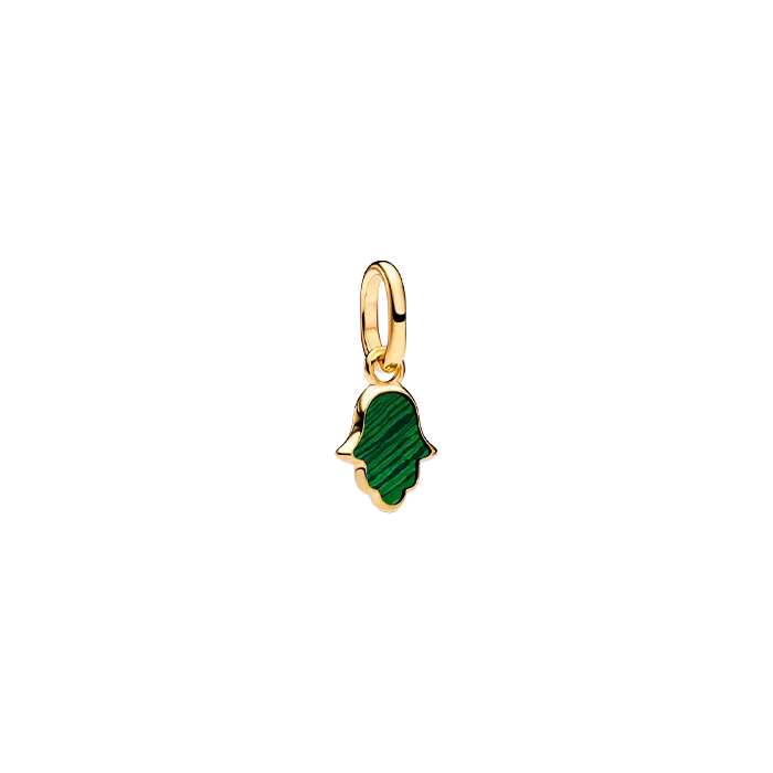 Mini-conta Pendente Mão Hamsa Verde