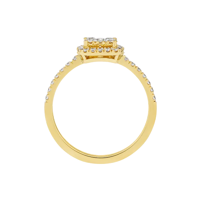 Anel Épure Cushion Ouro Amarelo e Diamantes