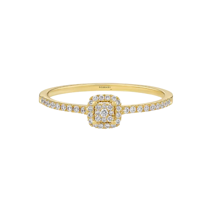 Anel Épure Cushion Modelo Pequeno Ouro Amarelo e Diamantes