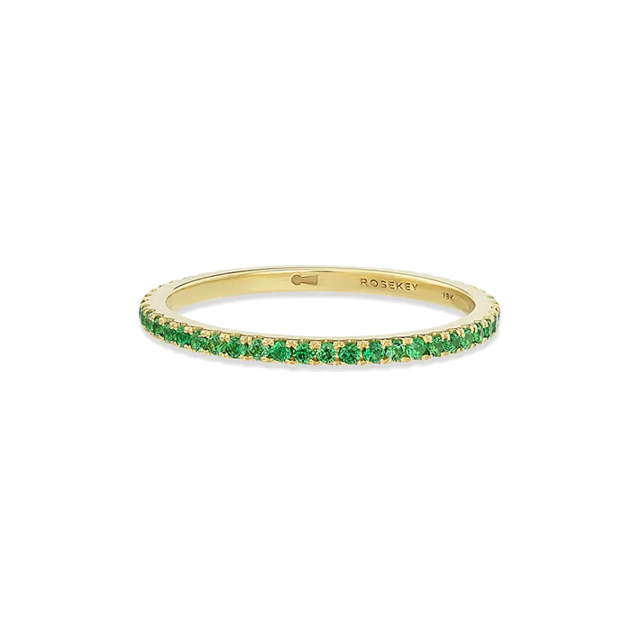 Anel Ouro Amarelo E Tsavorites Verdes Escuras