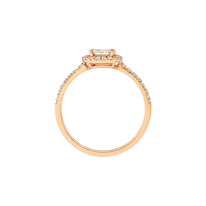 Anel Épure Halo Ouro Rosa e Diamantes