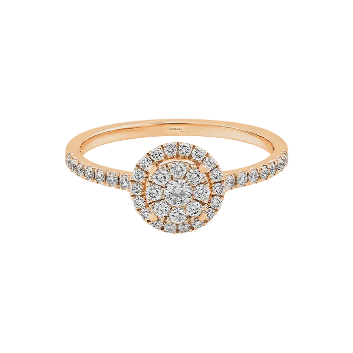 Anel Épure Halo Ouro Rosa e Diamantes