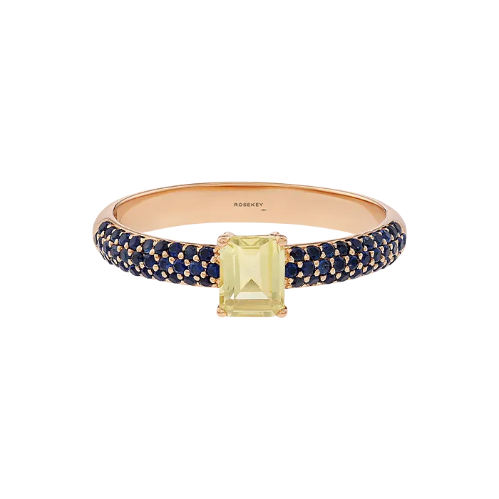 Anel Sweet Briar Ouro Rosa Quartzo e Safiras