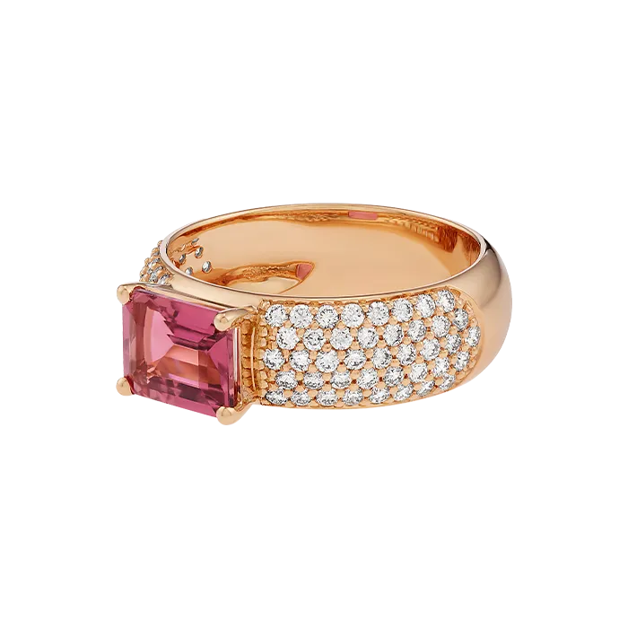 Anel Larkspur Ouro Rosa, Turmalina e Diamantes