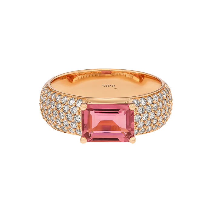 Anel Larkspur Ouro Rosa, Turmalina e Diamantes