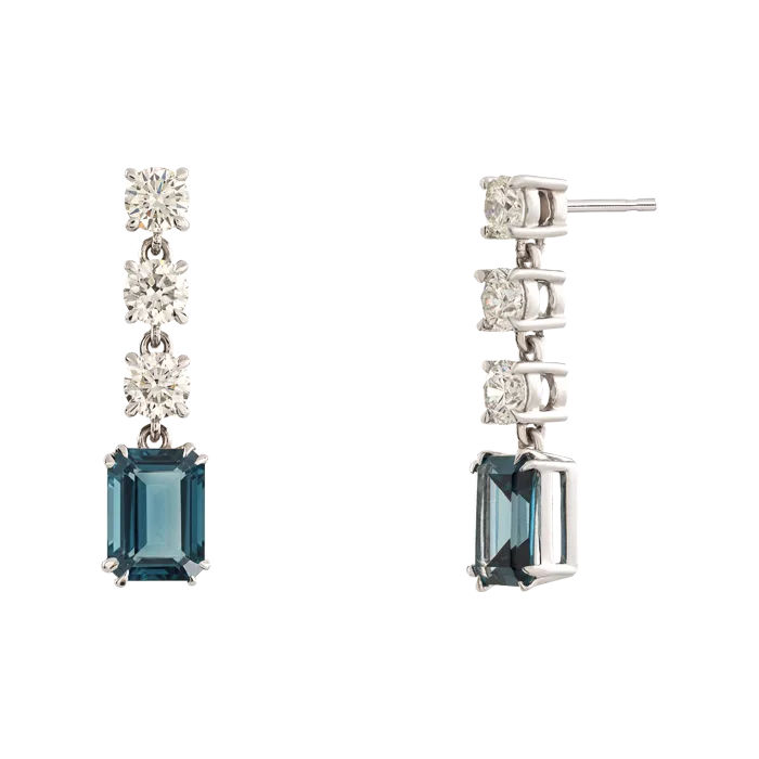 Brincos Midnight Dew Diamantes e Topázios