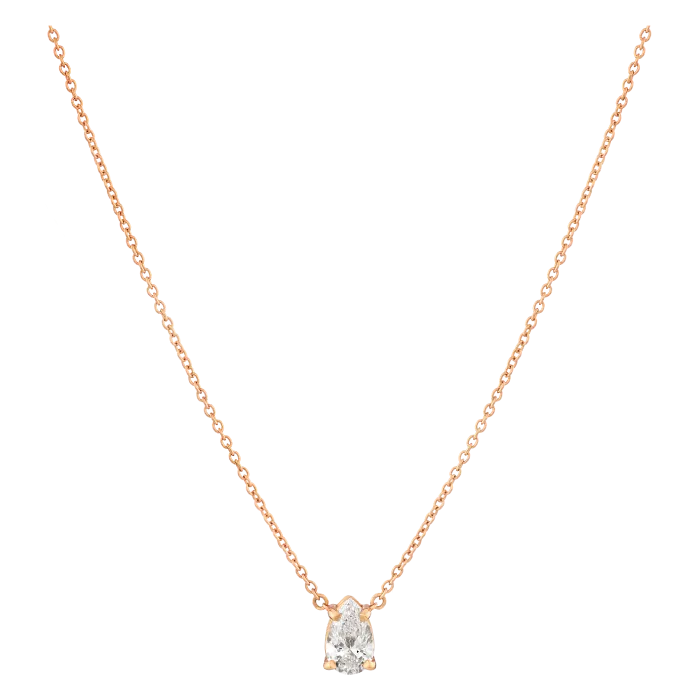 Colar Pendente Ouro Rosa E Diamante Pera