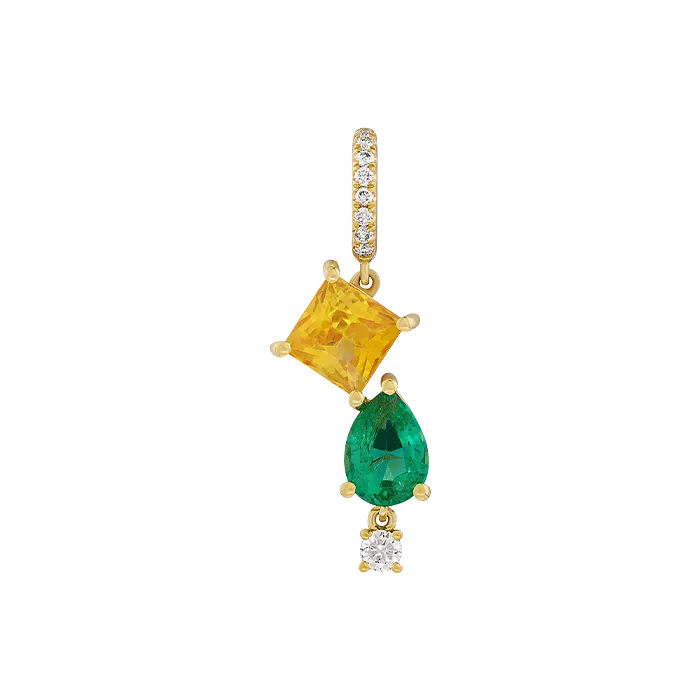 Pendente Ouro Amarelo, Esmeralda, Safira e Diamantes