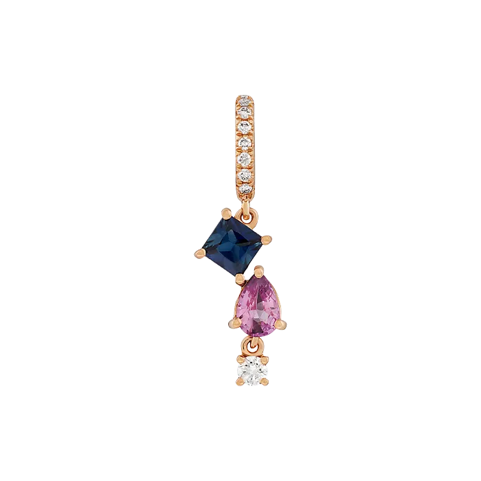 Pendente Ouro Rosa, Safiras e Diamantes
