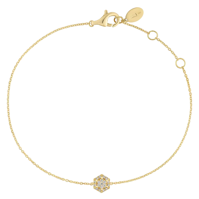 Pulseira Épure Hexa Modelo Pequeno Ouro Rosa e Diamantes