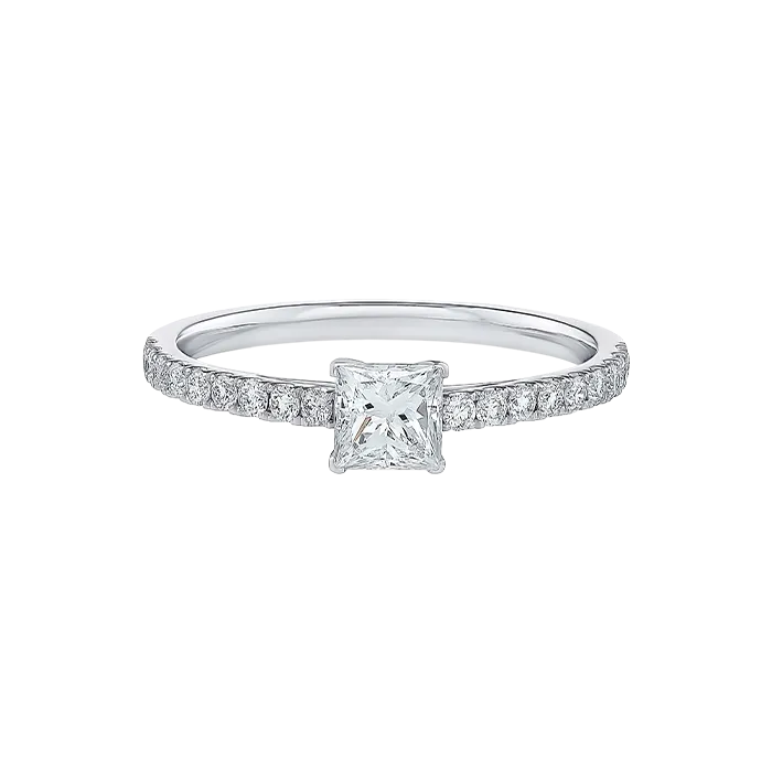 Anel Solitário Princess Ouro Branco 0.62ct