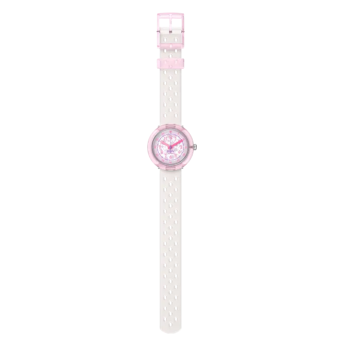 Relógio Flik Flak de criança branco e rosa