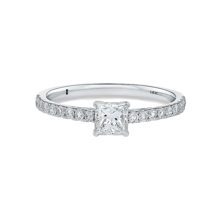 Anel Solitário Princess Ouro Branco 0.50ct