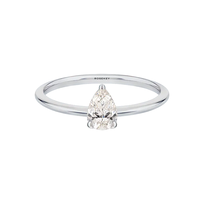 Anel Solitário Diamante Pera Ouro Branco 0.41ct imagem 0