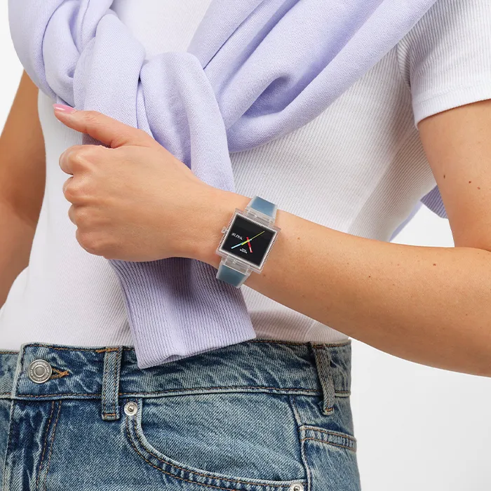 Relógio Swatch homem Preto e Azul Quadrado Data