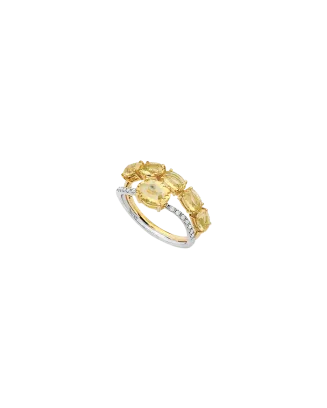 Anel Looping Shine Ouro Amarelo E Branco, Citrino, Diamante