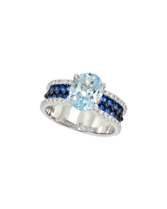 Anel Ouro Branco, Top&aacute;zio Azul e Diamantes