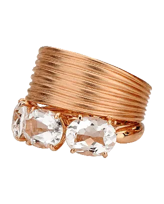 Anel Ouro Rosa e Quartzo