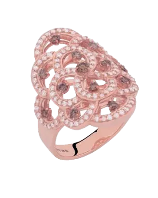 Anel Ouro Rosa e Diamantes