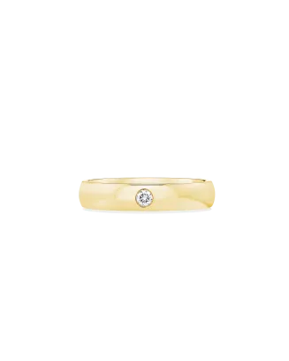Alian&ccedil;a Ouro Amarelo E Diamante 4mm