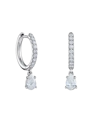 Brincos Diamantes Pêra E Pavé