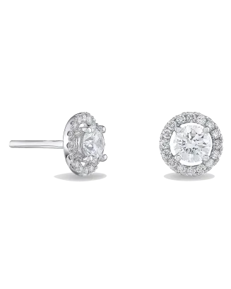 Brincos Halo Diamantes Ouro Branco 0.30ct