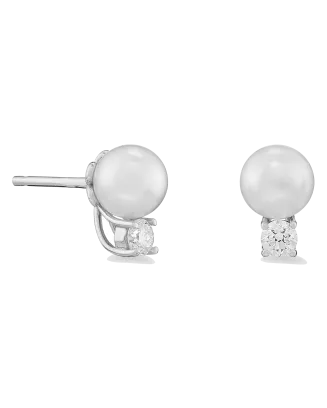 Brincos Pérolas Akoya 6mm, Ouro Branco E Diamantes