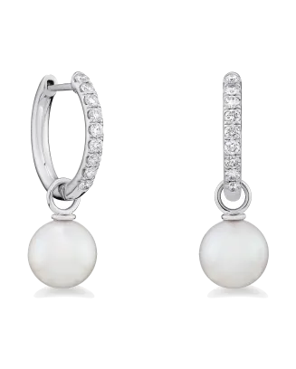Brincos Pérolas Akoya 8mm, Ouro Branco E Diamantes