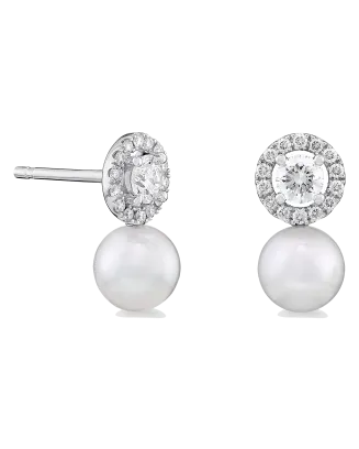 Brincos Pérolas Akoya 6mm, Ouro Rosa E Diamantes