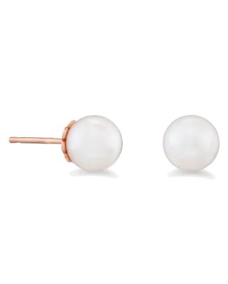 Brincos Pérolas Akoya 8mm Ouro Rosa