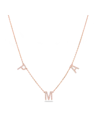 Colar Personaliz&aacute;vel Ouro Rosa E Diamantes