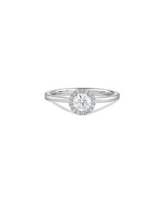 Anel Solit&aacute;rio Halo Ouro Branco 0.40ct