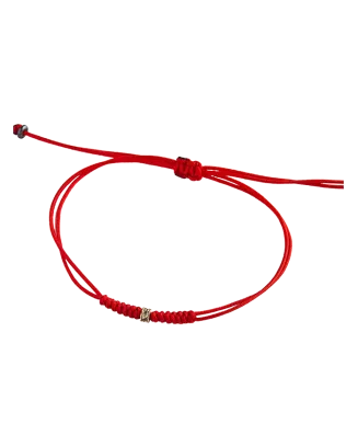 Pulseira Corda Vermelha Beads Ouro Rosa E Diamante Castanho