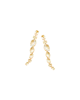 Brincos Looping Shine Ouro Amarelo,Branco, Citrino, Diamante