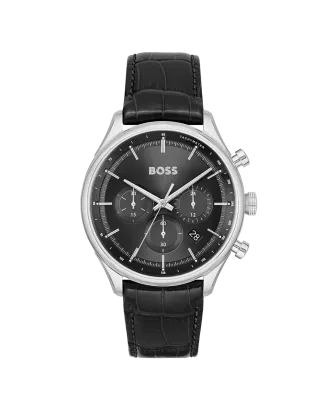 Relógio Gregor Cronógrafo Preto Aço e Pele Preta