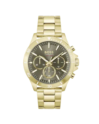 Relógio Troper Cronógrafo Verde Aço Dourado