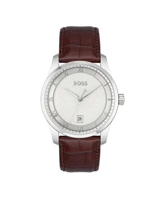 Relógio PRINCIPLE Aço e Pele Castanha