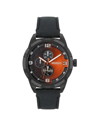 Relógio #Grip Aço IP Preto e Laranja