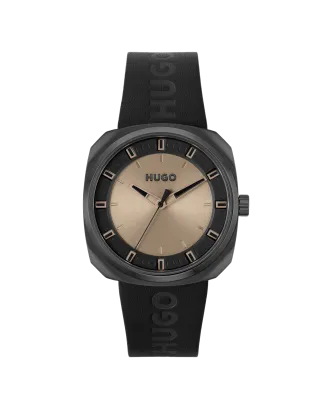 Relógio #Shrill Cast. Aço IP e Pele Preta