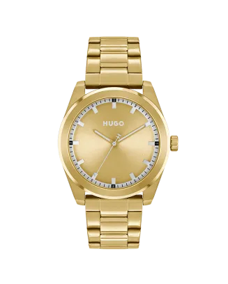 Rel&oacute;gio Homem #BRIGHT A&ccedil;o IP Dourado