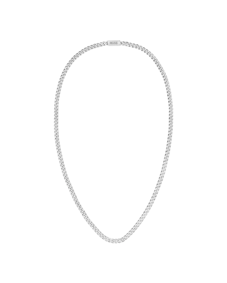 Colar Homem aço malha corrente prateada