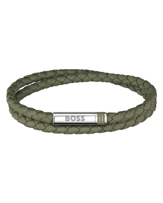 Pulseira Homem A&ccedil;o e Pele Dupla