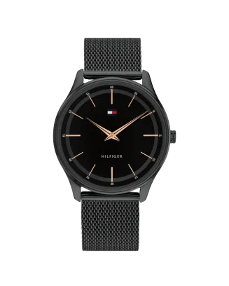Relógio Homem Malha Milanesa Aço Preto