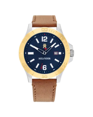 Rel&oacute;gio Homem A&ccedil;o e Pele Castanha