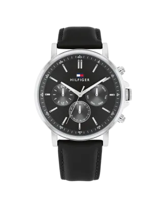 Relógio Homem Multifunç. Aço e Pele