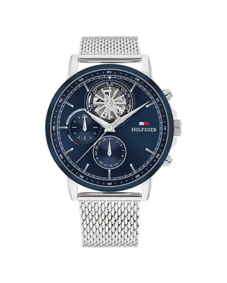 Relógio Multifunç. Aço IP Azul M. Milan.